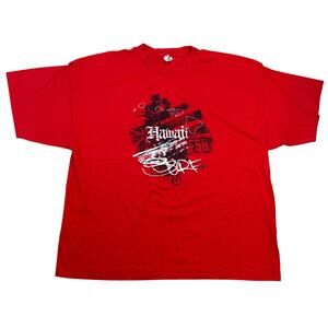 Y2K Hawaii surfer scribble surf red streetwear baggy 3XL AAA shirt